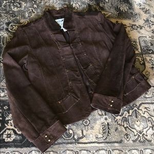 Vintage leather suede ruffle jacket